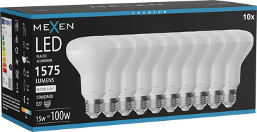 Mexen Nova 10x Λαμπτήρας LED E27, R80, 15W, Ουδέτερο - 4000K, 1575 lm - L105-E27-1540-01x10