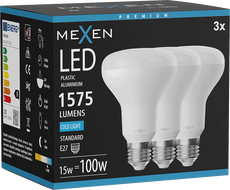 Mexen Nova 3x LED pirn E27, R80, 15W, Külm - 6500K, 1575 lm - L105-E27-1565-01x03