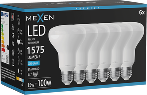 Mexen Nova 6x LED Glühbir E27, R80, 15W, Kal - 6500K, 1575 lm - L105-E27-1565-01x06