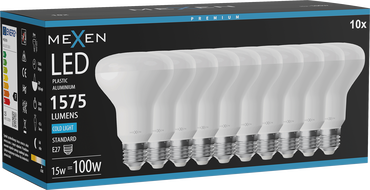 Mexen Nova 10x LED lambipirn E27, R80, 15W, Külm - 6500K, 1575 lm - L105-E27-1565-01x10