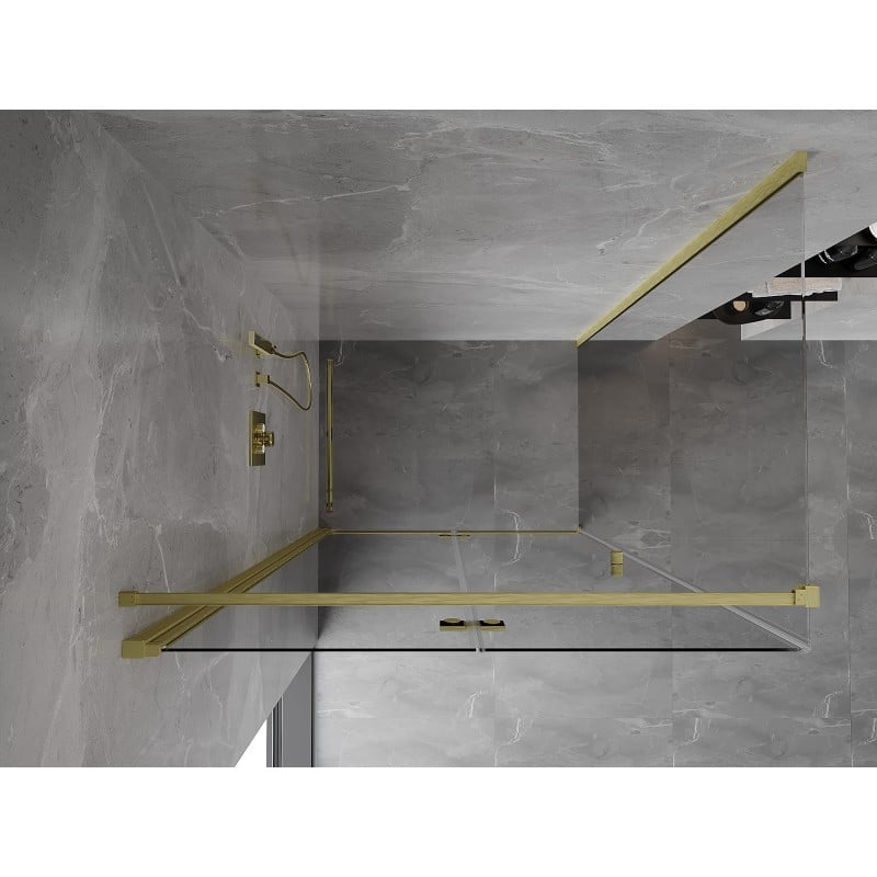 Mexen Mist-F cabine de douche pliante gauche 100 x 95 cm, transparent, or brossé - 8A6T-100-095-55-00-L
