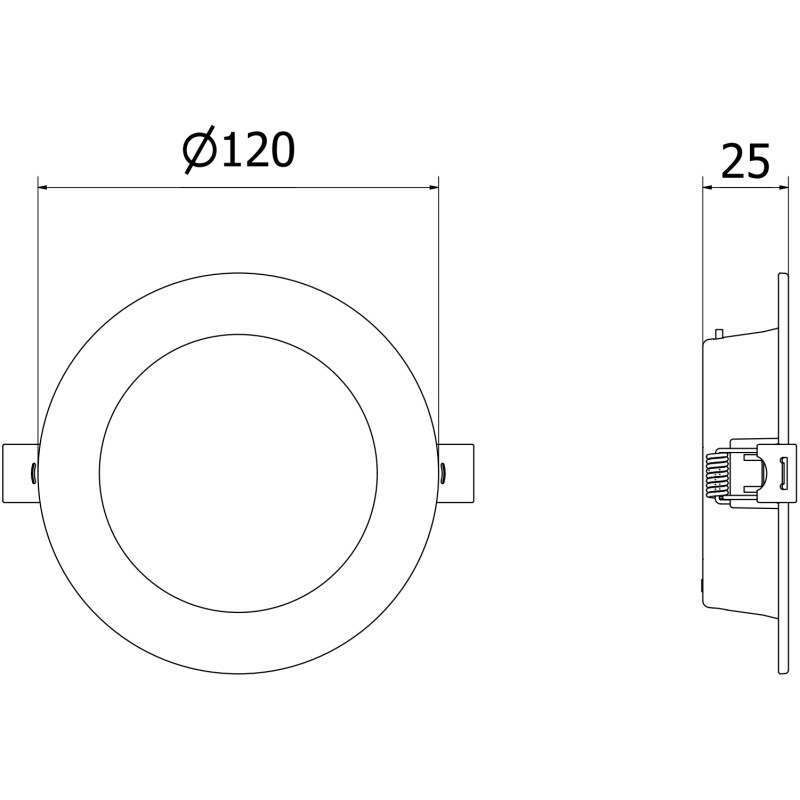 Mexen LDRR ingebouwde LED downlight plafondpaneel, 12 cm, 6W, Koud - 6500K, 600 lm, wit - L210-012-0665-20