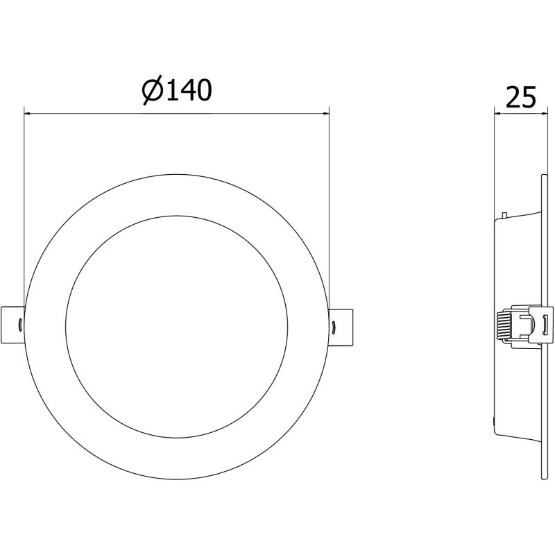 Mexen LDRR griestu panelis LED iemontēts downlight, diametrs 14 cm, 9W, Auksts - 6500K, 720 lm, melns - L210-014-0965-70