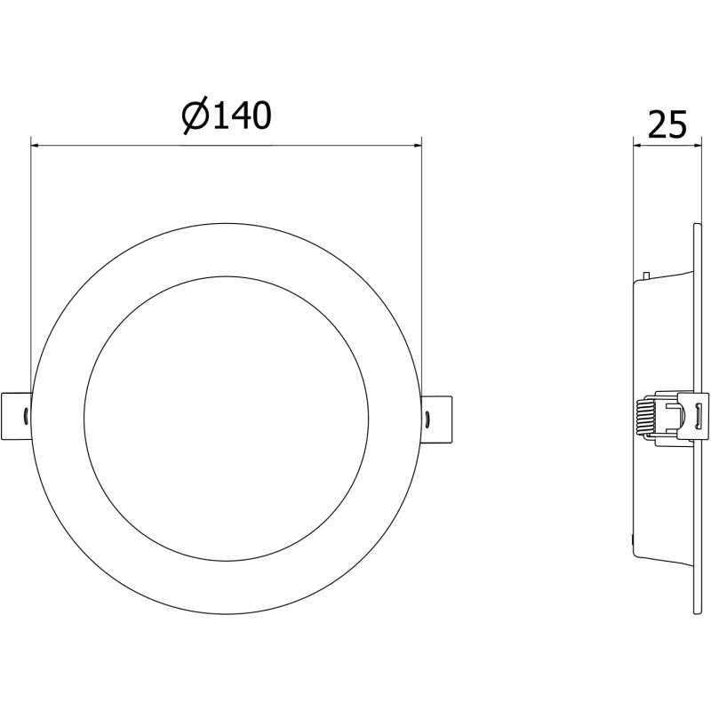 Mexen LDRR Inbouw LED downlight plafondpaneel, ø 14 cm, 9W, Koud - 6500K, 720 lm, zwart - L210-014-0965-70