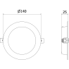 Mexen LDRR griestu panelis LED iemontēts downlight, diametrs 14 cm, 9W, Auksts - 6500K, 720 lm, melns - L210-014-0965-70