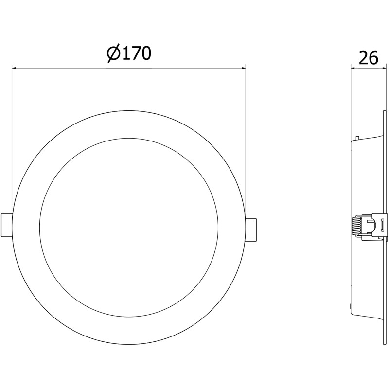 Mexen LDRR upotettu LED-kattopaneeli alasvalo 17 cm, 12 W, Kylmä - 6500K, 1320 lm, valkoinen - L210-017-1265-20