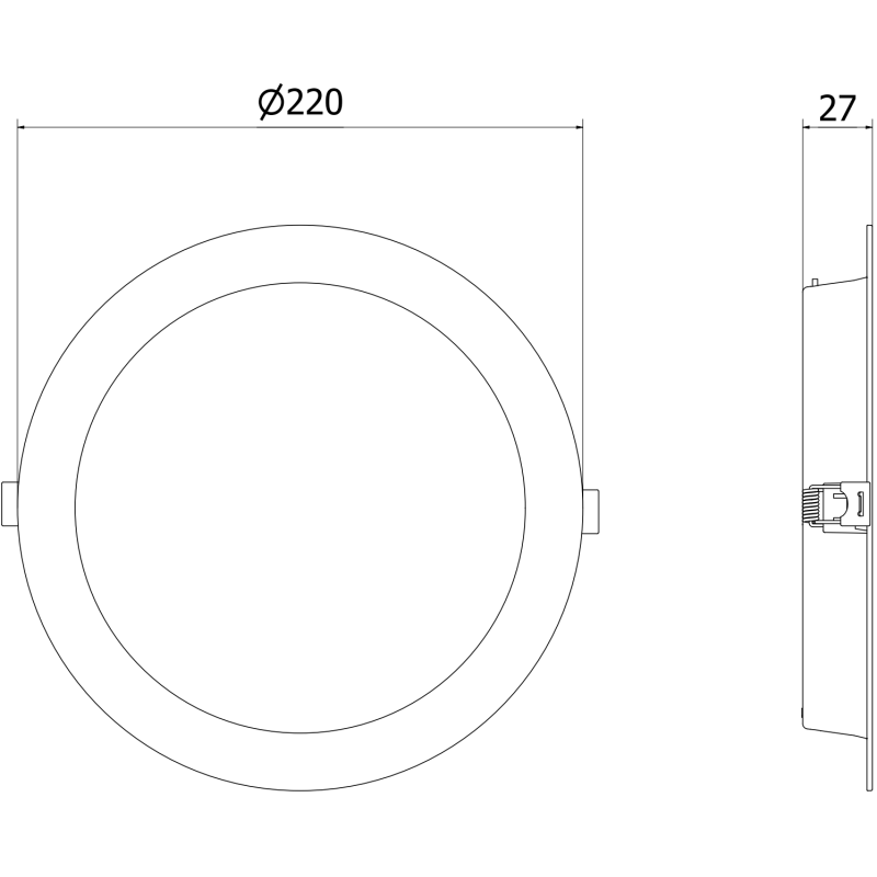 Mexen LDRR vgradni LED stropni panel downlight fi 22 cm, 18W, Hladna - 6500K, 1440 lm, črna - L210-022-1865-70