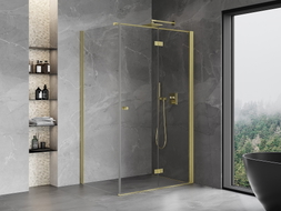 Mexen Mist-F sklopiva tuš kabina desna 90 x 70 cm, prozirna, zlatna brušena - 8A6T-090-070-55-00-P