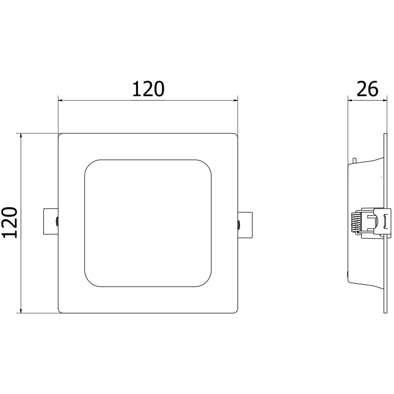 Mexen LDRR infälld LED-downlight-takpanel 12 x 12 cm, 6W, Neutral - 4000K, 600 lm, vit - L211-012-0640-20