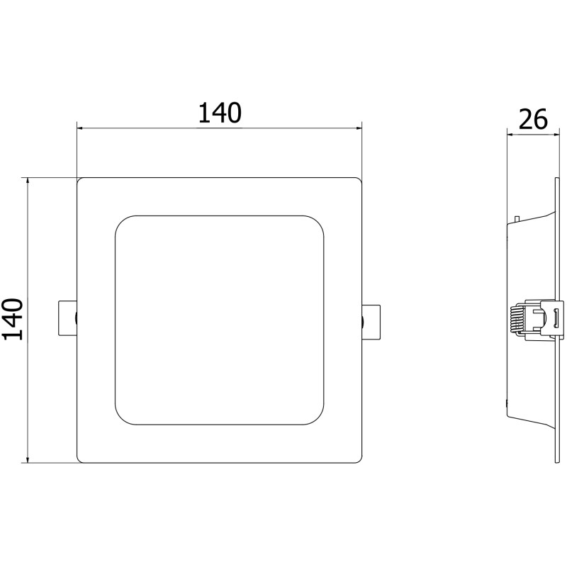 Mexen LDRR pannello da soffitto downlight LED incassato 14 x 14 cm, 9W, Neutro - 4000K, 720 lm, nero - L211-014-0940-70