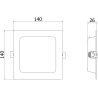 Mexen LDRR pannello da soffitto downlight LED incassato 14 x 14 cm, 9W, Neutro - 4000K, 720 lm, nero - L211-014-0940-70