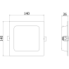 Mexen LDRR griestu panelis iemontējams LED downlight 14 x 14 cm, 9W, Auksts - 6500K, 990 lm, balts - L211-014-0965-20