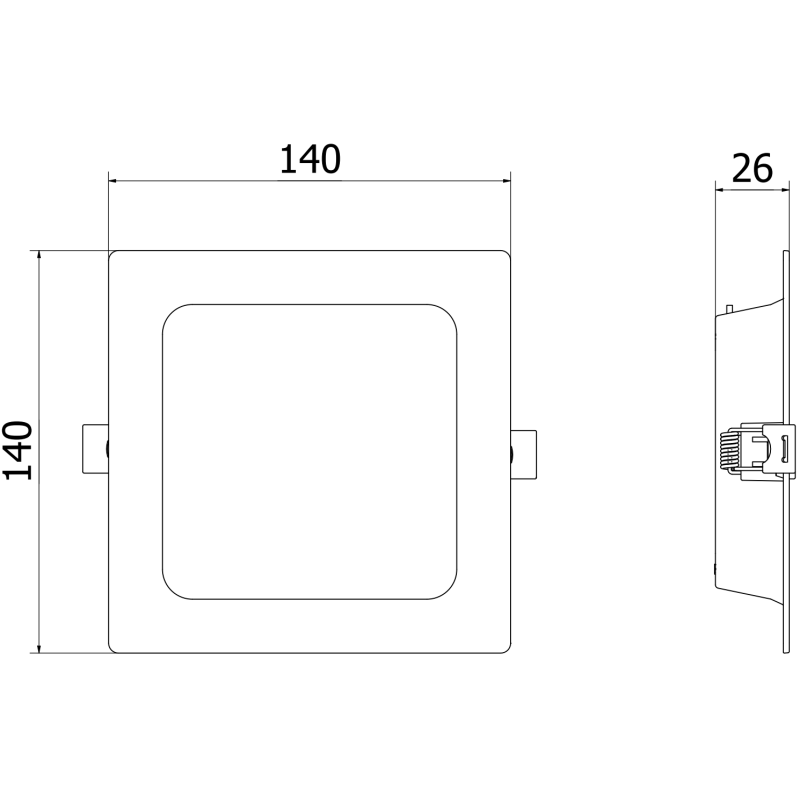 Mexen LDRR LED Downlight Plafongsplack aalsäilik 14 x 14 cm, 9W, Kal - 6500K, 720 lm, schwaarz - L211-014-0965-70