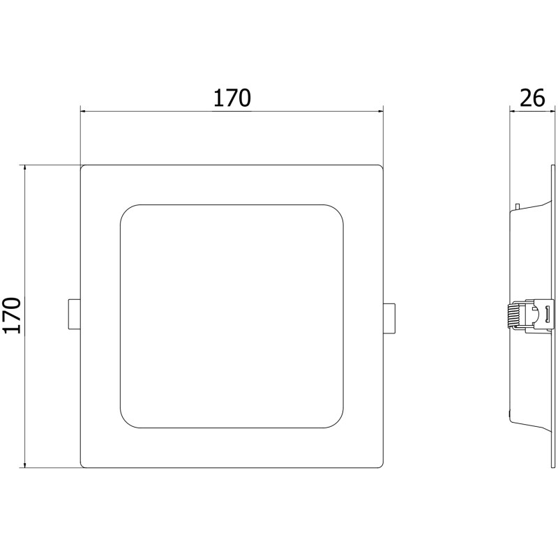 Mexen LDRR pannello da soffitto downlight LED incassato 17 x 17 cm, 12W, Freddo - 6500K, 1320 lm, bianco - L211-017-1265-20