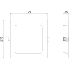 Mexen LDRR upotettava LED-kattopaneeli downlight 17 x 17 cm, 12W, Kylmä - 6500K, 1320 lm, valkoinen - L211-017-1265-20