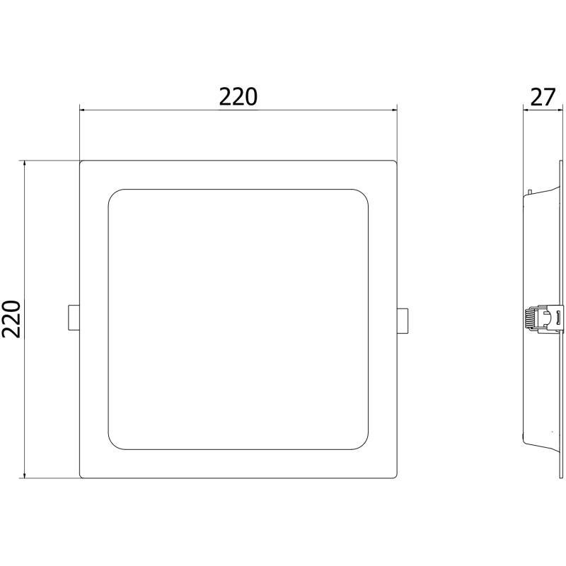 Mexen LDRR vgrajeni LED svetlobni stropni panel 22 x 22 cm, 18W, Nevtralno - 4000K, 1980 lm, bela - L211-022-1840-20