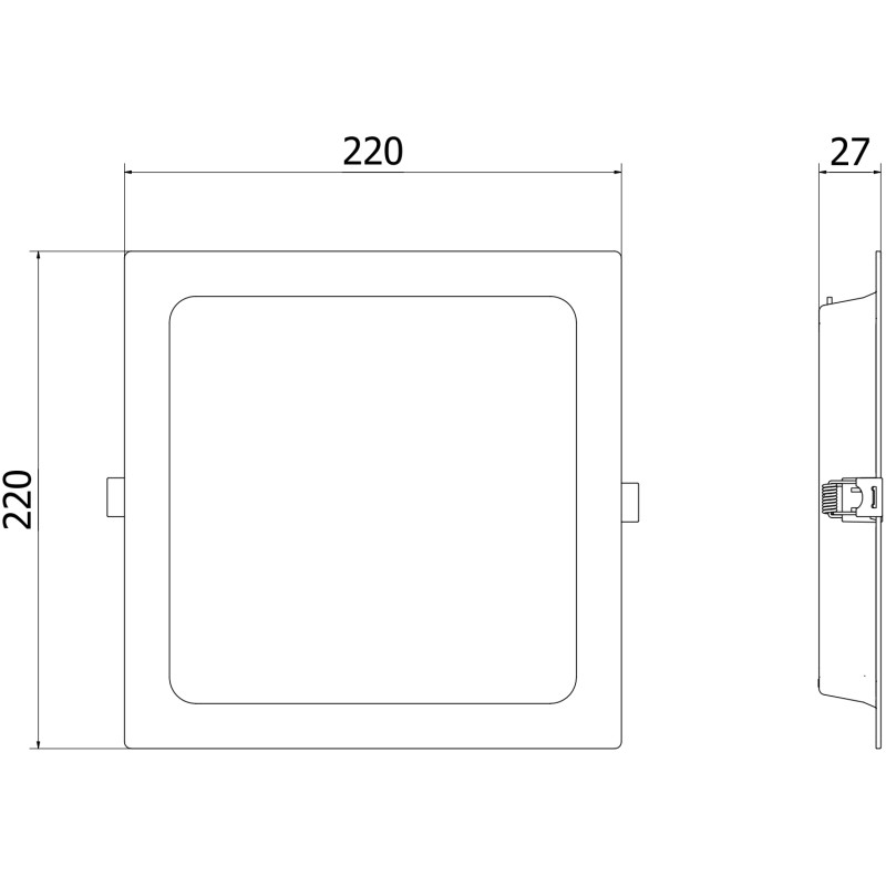 Mexen LDRR pannello da soffitto LED downlight da incasso 22 x 22 cm, 18W, Freddo - 6500K, 1980 lm, bianco - L211-022-1865-20