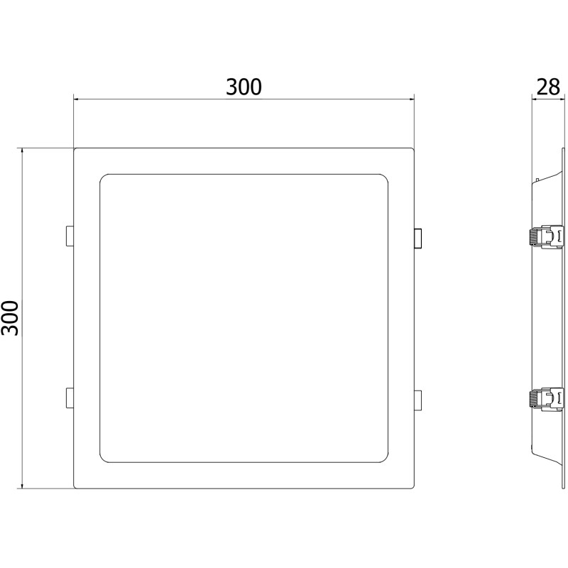Mexen LDRR ingebouwde LED downlight plafondpaneel 30 x 30 cm, 24W, Neutraal - 4000K, 1920 lm, zwart - L211-030-2440-70