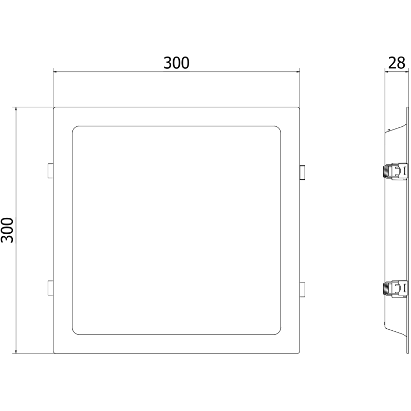 Mexen LDRR LED-Deckeneinbauleuchte Downlight 30 x 30 cm, 24W, Neutral - 4000K, 1920 lm, schwarz - L211-030-2440-70