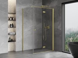 Mexen Mist-F kokkupandav dušinurk parempoolne 80 x 120 cm, läbipaistev, harjatud kuldne - 8A6T-080-120-55-00-P
