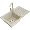 Mexen Pablo fregadero de granito de 1 compartimento con escurridor y grifo de cocina Rita, beige - 6510-69-670300-69