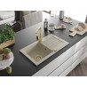 Mexen Pablo lavello in granito a 1 vasca con scolapiatti e rubinetto da cucina Rita, beige - 6510-69-670300-50