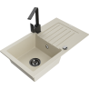 Mexen Pablo granite sink 1-bowl with drainer and Rita kitchen tap, beige - 6510-69-670300-70