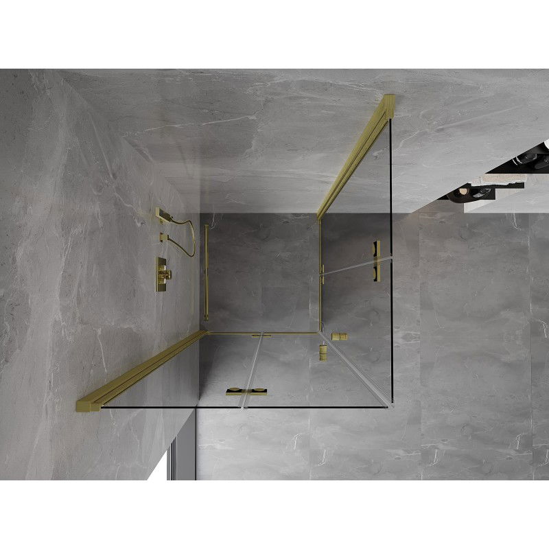 Mexen Mist-F Duo foldable shower cabin 70 x 70 cm, transparent, brushed gold - 8A6-070L-070P-55-00