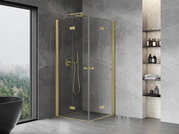 Mexen Mist-F Duo cabina doccia pieghevole 110 x 110 cm, trasparente, oro spazzolato - 8A6-110L-110P-55-00