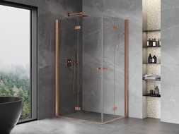 Mexen Mist-F Duo cabina de ducha plegable izquierda 120 x 70 cm, transparente, cobre cepillado - 8A6-120L-070P-65-00
