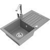 Mexen Pablo Granitspüle 1-becken mit Abtropffläche und Küchenarmatur Rita, grau - 6510-71-670300-00