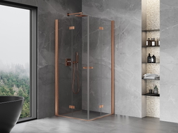 Mexen Mist-F Duo sklopiva tuš kabina 95 x 95 cm, prozirna, brušena bronca - 8A6-095L-095P-65-00