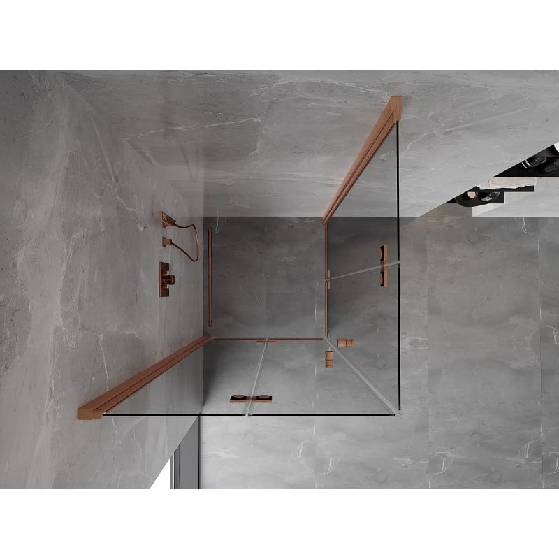 Mexen Mist-F Duo cabine de douche pliante 120 x 120 cm, transparent, cuivre brossé - 8A6-120L-120P-65-00