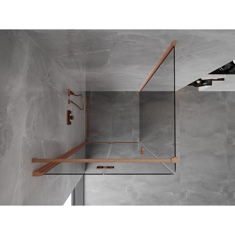 Mexen Mist-F folding shower cabin left 75 x 75 cm, transparent, brushed copper - 8A6T-075-075-65-00-L
