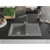 Mexen Pablo fregadero de granito de 1 seno con escurridor y grifo de cocina Rita, gris - 6510-71-670300-71