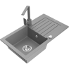 Mexen Pablo Granitspüle 1-Becken mit Abtropffläche und Küchenarmatur Rita, grau - 6510-71-670300-71