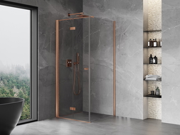 Mexen Mist-F cabine de douche pliante gauche 80 x 80 cm, transparent, cuivre brossé - 8A6T-080-080-65-00-L
