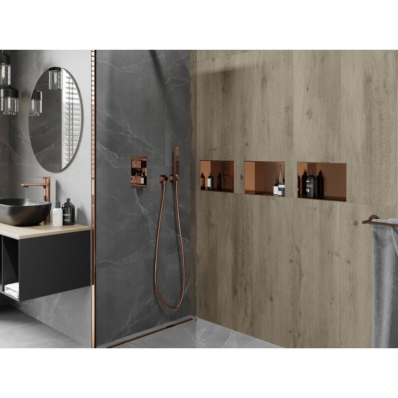 Mexen X-Wall-NR Nischenregal ohne Flansch 30 x 20 cm, gebürstetes Kupfer - 19C1302010