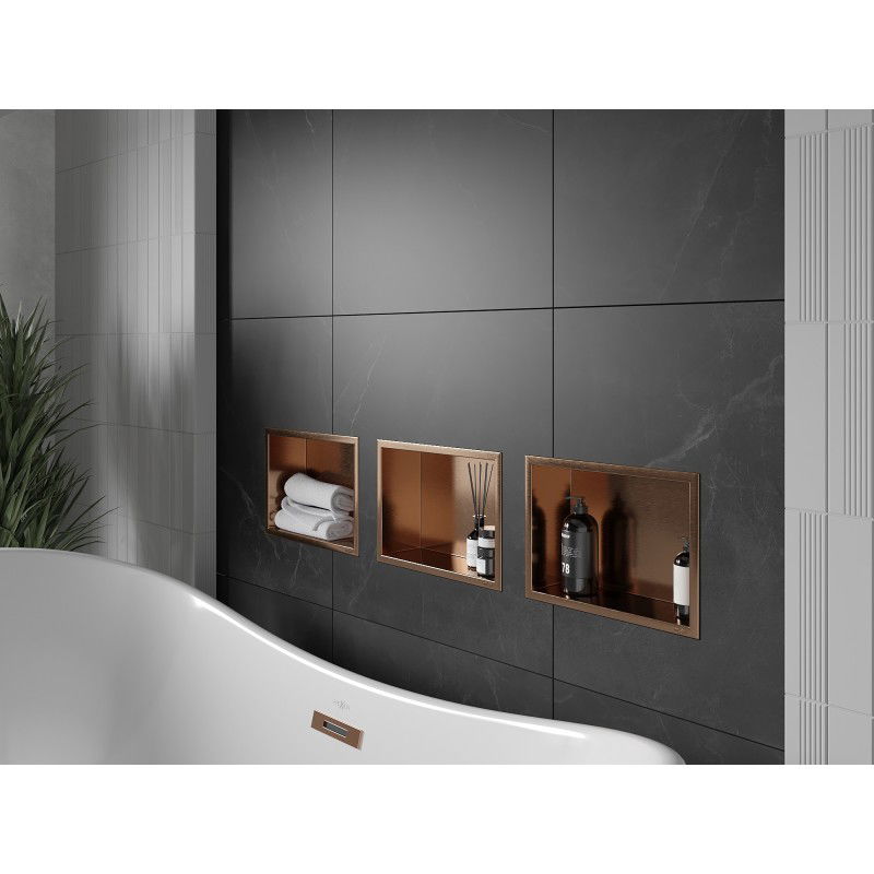 Mexen X-Wall-R niche shelf with flange 30 x 20 cm, brushed copper - 19C0302010