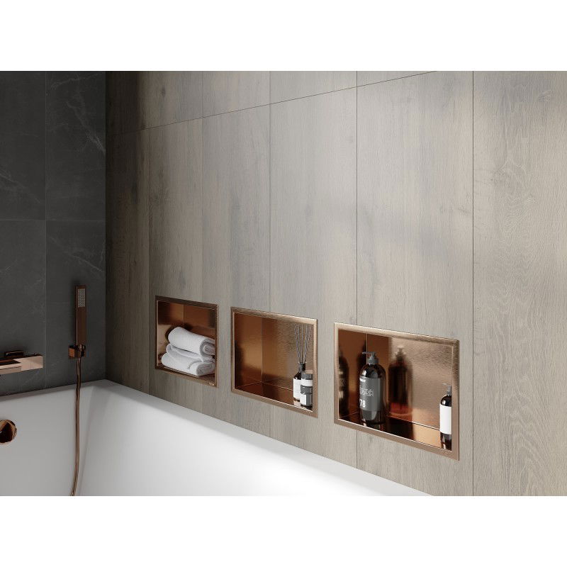 Mexen X-Wall-R niche shelf with flange 30 x 20 cm, brushed copper - 19C0302010