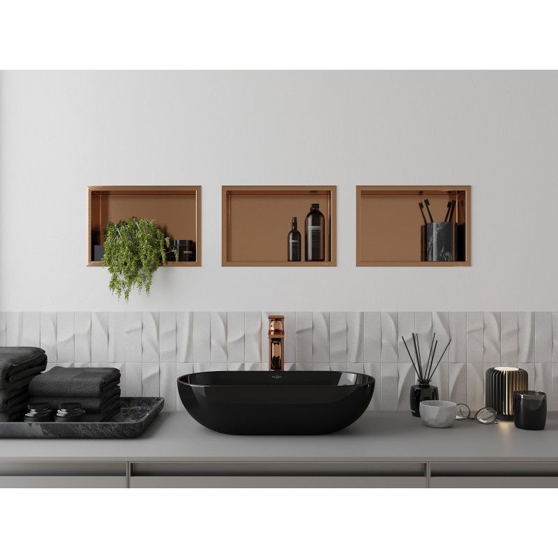 Mexen X-Wall-R ράφι υποδοχής με φλάντζα 30 x 20 cm, βουρτσισμένος χαλκός - 19C0302010