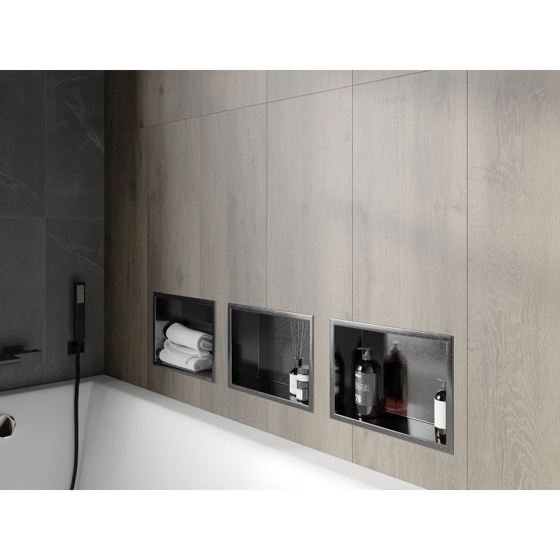 Mexen X-Wall-R Nischenregal mit Flansch 30 x 20 cm, gebürstetes Gun Grey - 19E0302010