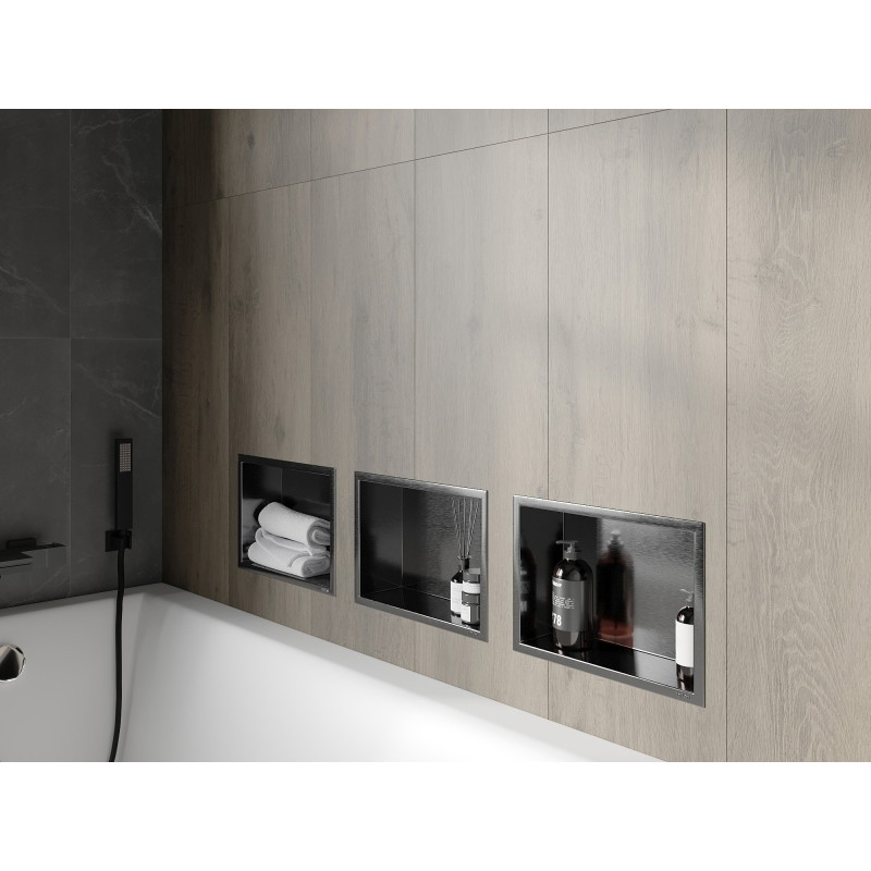 Mexen X-Wall-R prateleira embutida com flange 30 x 20 cm, cinza arma escovado - 19E0302010