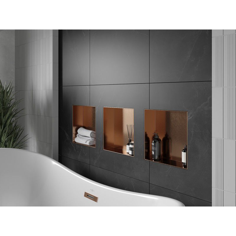 Mexen X-Wall-NR Nischenregal ohne Blende 30 x 30 cm, gebürstetes Kupfer - 19C1303010