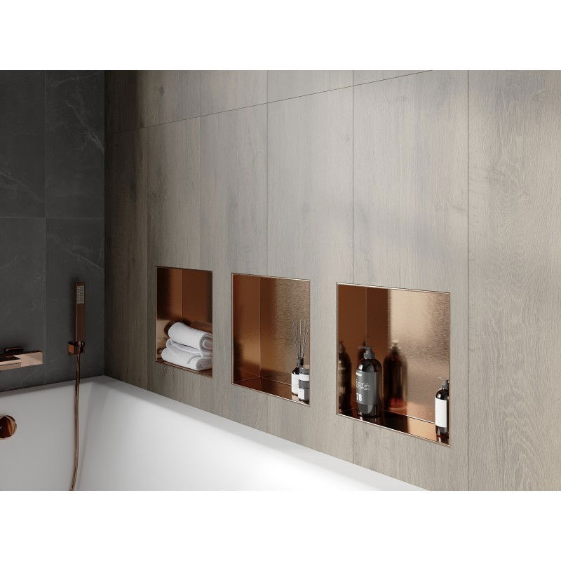 Mexen X-Wall-NR ράφι εσοχής χωρίς περίβλημα 30 x 30 cm, βουρτσισμένος χαλκός