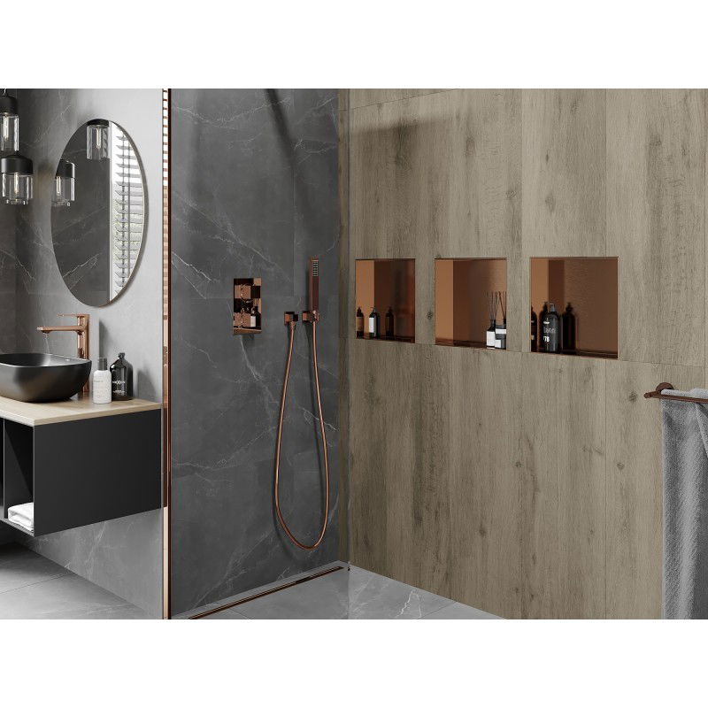Mexen X-Wall-NR recessed shelf without flange 30 x 30 cm, brushed copper - 19C1303010