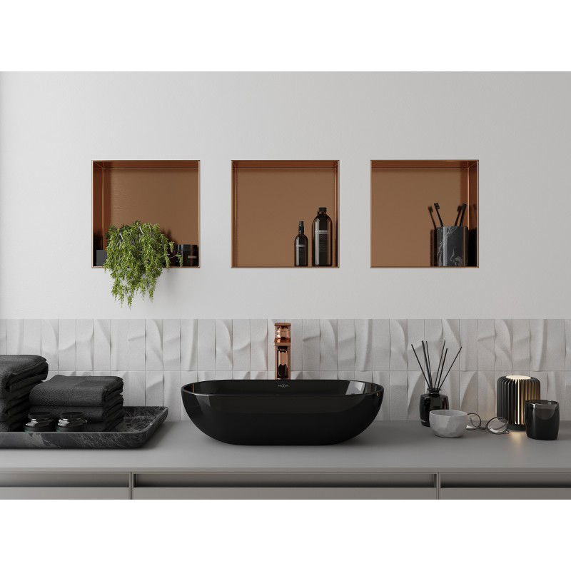 Mexen X-Wall-NR ράφι εσοχής χωρίς περίβλημα 30 x 30 cm, βουρτσισμένος χαλκός