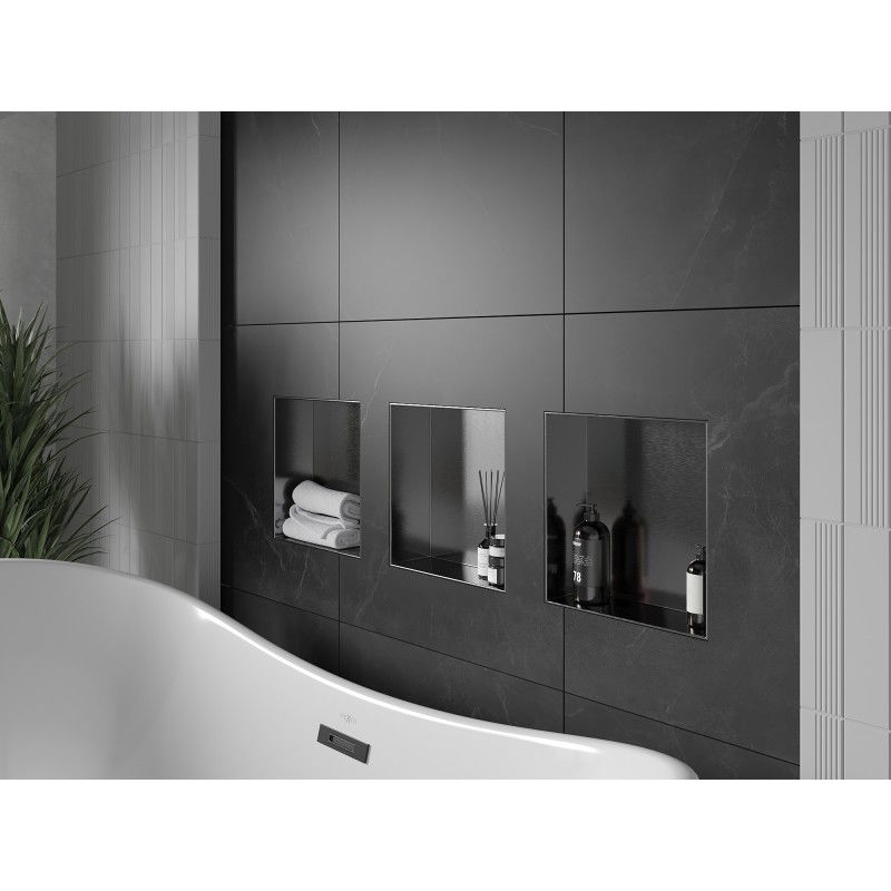 Mexen X-Wall-NR étagère encastrée sans rebord 30 x 30 cm, gris canon brossé - 19E1303010