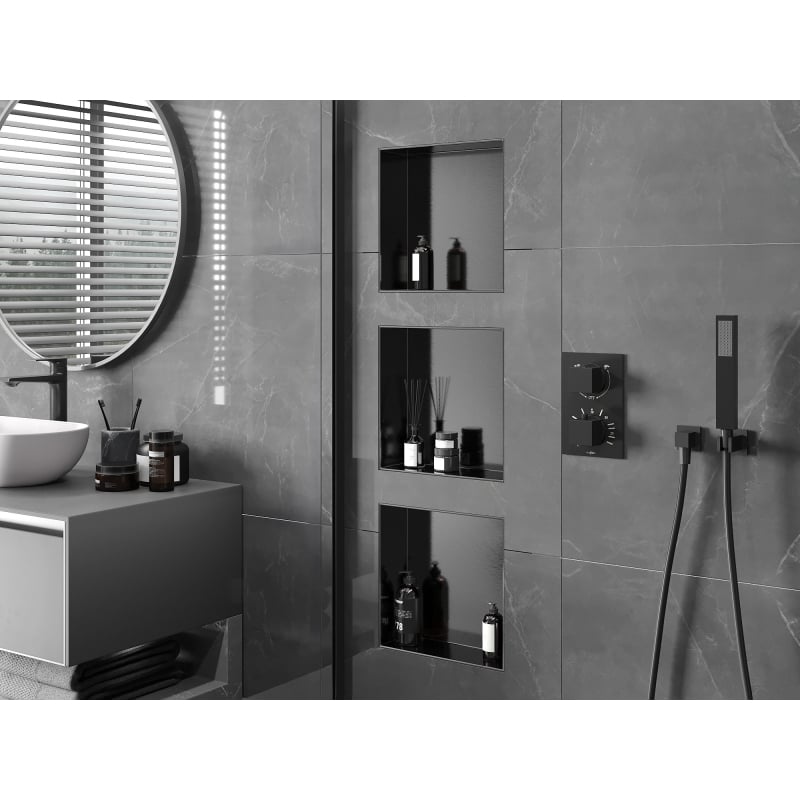 Mexen X-Wall-NR ripiano da nicchia senza bordo 30 x 30 cm, grigio canna spazzolato - 19E1303010