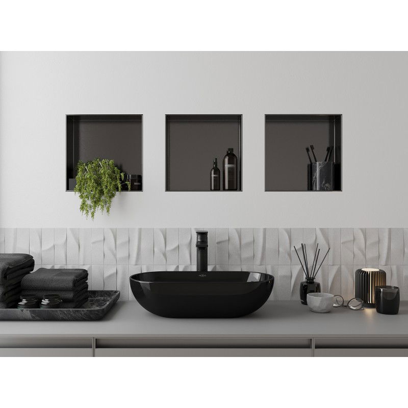 Mexen X-Wall-NR Nischeneinbauregal ohne Flansch 30 x 30 cm, gebürstetes Waffengrau - 19E1303010